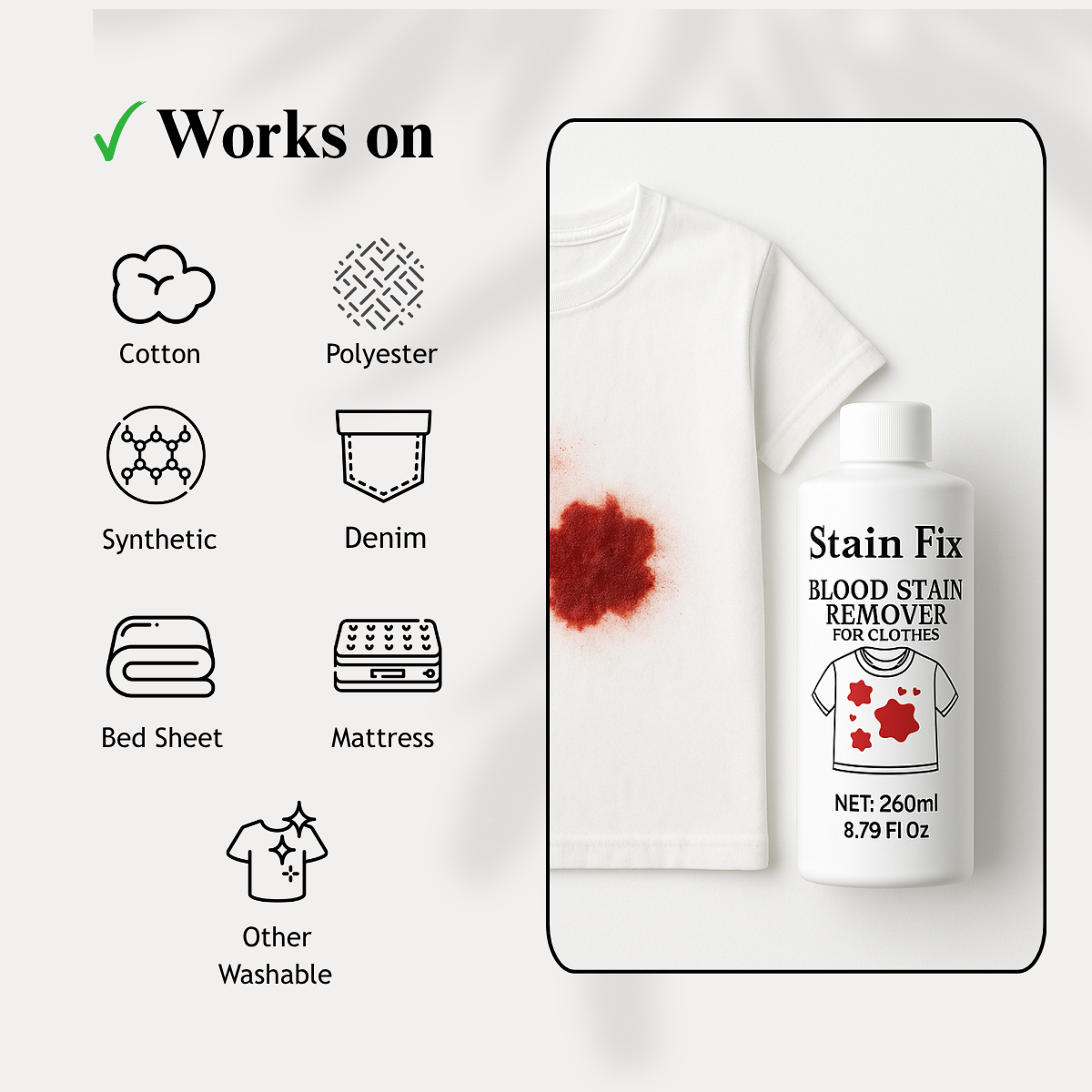 Instant Blood Stain Remover for Clothes (8.79oz)