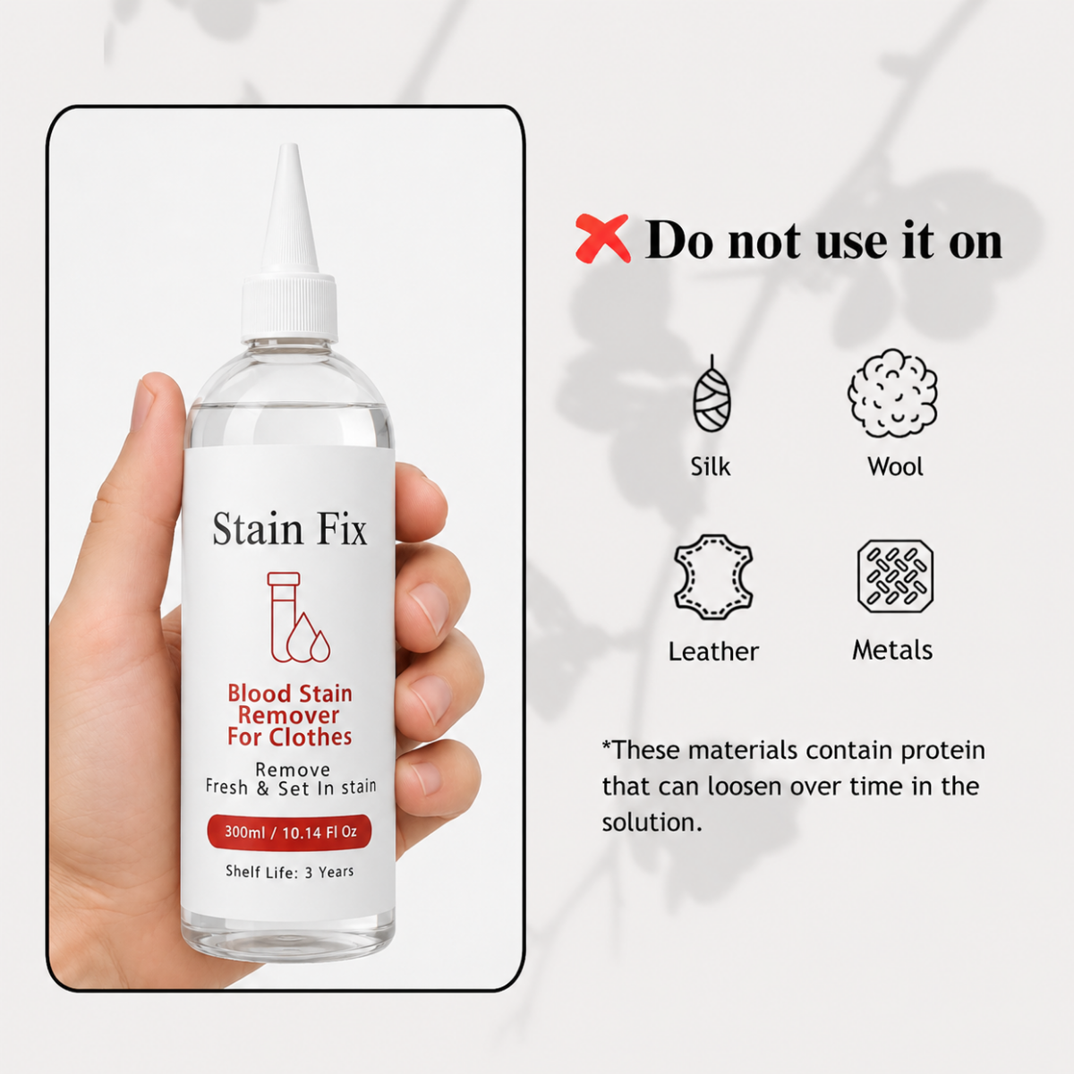 Instant Blood Stain Remover for Clothes, 10.14oz (Pack of 3)